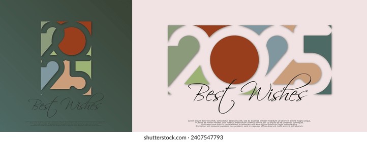 Happy new year - best wishes 2025 with colorful truncated number. Perfect vector for poster, banner, greeting and new year 2025 celebration.	