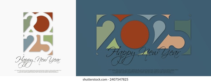 Happy new year - best wishes 2025 with colorful truncated number. Perfect vector for poster, banner, greeting and new year 2025 celebration.	