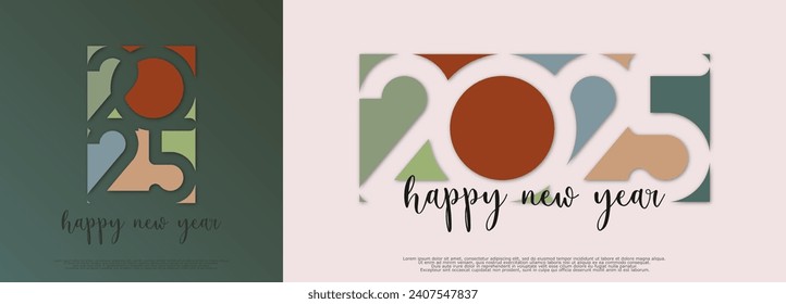 Happy new year - best wishes 2025 with colorful truncated number. Perfect vector for poster, banner, greeting and new year 2025 celebration.	