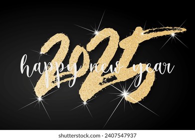 Happy new year - best wishes 2025 with colorful truncated number. Perfect vector for poster, banner, greeting and new year 2025 celebration.	