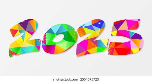 Happy new year - best wishes 2025 with colorful number. Perfect vector for poster banner greeting and new year 2025 celebration.