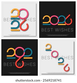 Happy new year - best wishes 2026 with colorful number Perfect vector for poster banner greeting and new year 2026 celebration