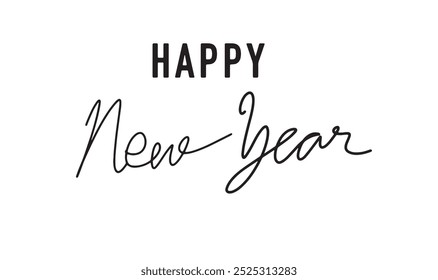 Happy new year black dark color sign symbol decoration ornament text font merry christmas 2025 2024 2026 winter season sale product calendar event party lettering holiday party modern element concept