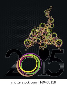 happy new year with black number and glass 