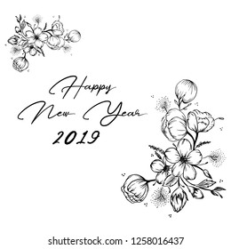 Happy new year Black and White Concept