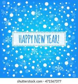 Happy New year blue background with white snowflakes vector