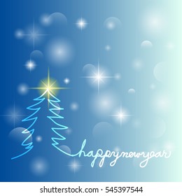 happy new year in blue background