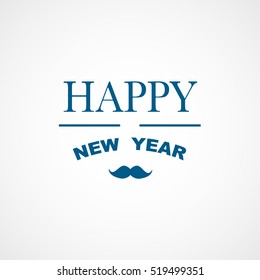 Happy New Year Blue Flat Icon On White Background