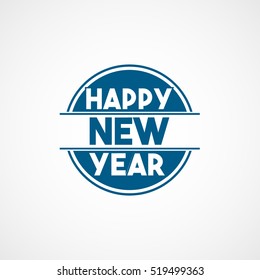 Happy New Year Blue Flat Icon On White Background