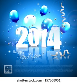 Happy New Year- blue greeting card with copyspace