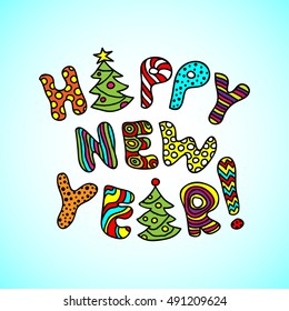 Happy New Year - Bright Cartoon Banner