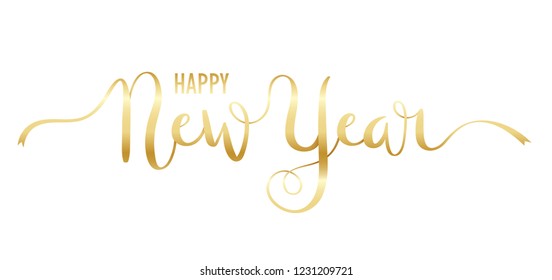 HAPPY NEW YEAR brush calligraphy banner