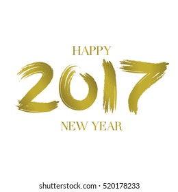 Happy New Year  in Brush Calligraphy. Illustration isolated on white Background.