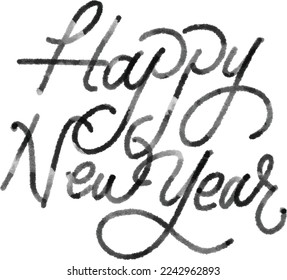 Happy new year brush hand lettering. Vector type illustration. Perfect for holidays festive design on cards, invitational, posters, flyer, tshirt, etc.