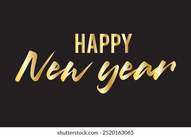 Feliz ano novo pincel mão lettering, isolado no fundo branco. Ilustração do tipo de vetor. Perfeito para feriados de design festivo.