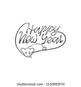 Happy New Year brush lettering. Can be used for holidays festive design. Vector illustration EPS 10