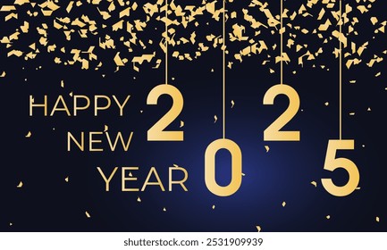 Happy New Year Brush stroke and fill numbers 2025. Celebration New Year's Eve. Design for cards, prints, social media, banner. Vector illustration of background. Eps 10