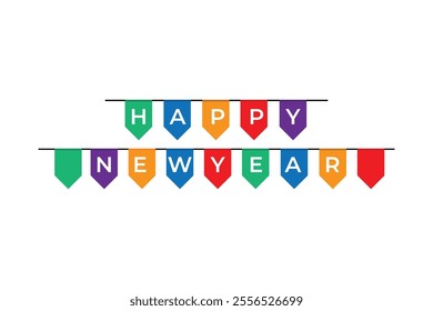 happy new year bunting flag banner  vector eps 10