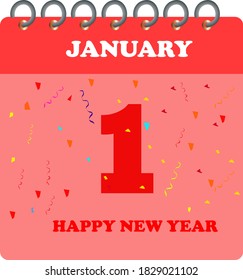 Happy New year calendar with January 1st date  