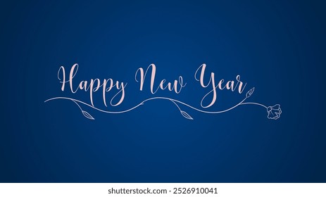 happy new year callighrphy in pink colour on mid night blue colour background vector illustrator