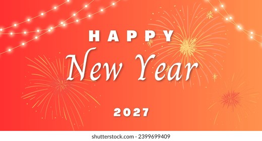 Happy New Year  with calligraphic and brush painted text effect. Vector illustration background for new year and new year resolutions and happy wishes with stars christmas elements.