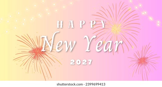 Happy New Year  with calligraphic and brush painted text effect. Vector illustration background for new year and new year resolutions and happy wishes with stars christmas elements.