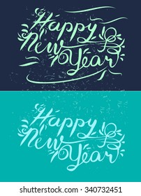 Happy New Year calligraphic elements. Vector design for a card, brochure, banner.