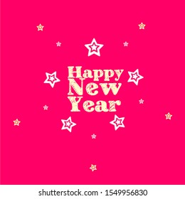 Happy New Year calligraphic text on vector doodle vintage
