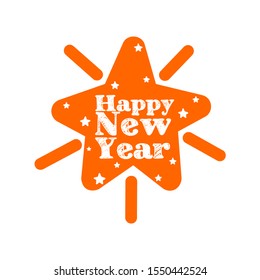 Happy New Year calligraphic text on vector doodle vintage