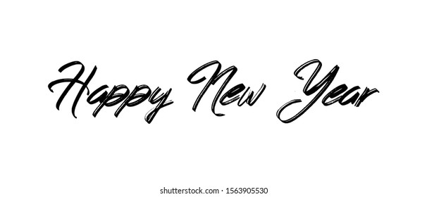 Happy new year calligraphic text for greeting card. Vector holiday design.