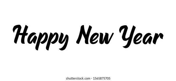 Happy new year calligraphic text for greeting card. Vector holiday design.