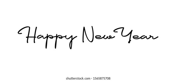 Happy new year calligraphic text for greeting card. Vector holiday design.