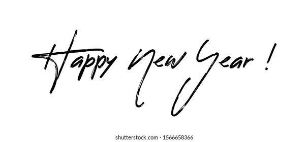 Happy new year calligraphic text for greeting card. Vector holiday design.