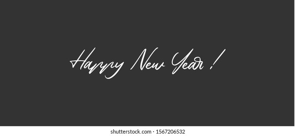 Happy new year calligraphic text for greeting card. Vector holiday design.