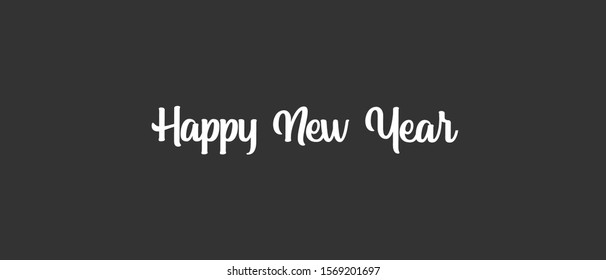 Happy new year calligraphic text for greeting card. Vector holiday design.