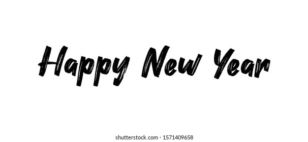 Happy new year calligraphic text for greeting card. Vector holiday design.