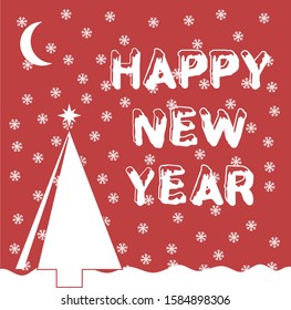 Happy New Year calligraphic text vector red decorative background