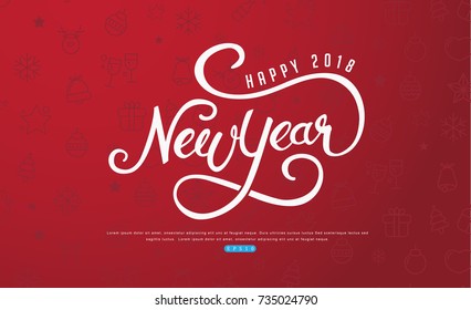 happy new year with calligraphic text.Vector illustration template.greeting cards.