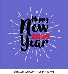 Happy New Year calligraphic vector text vintage