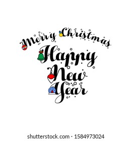 Happy New Year calligraphic vector text vintage