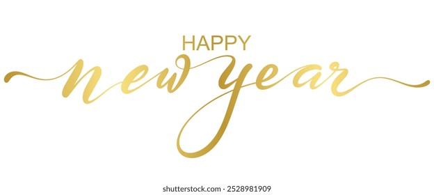 Happy New Year calligraphy Golden hand drawn text vector eps