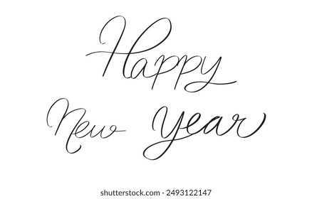 Happy new year calligraphy hand written script lattering 2024 2025 2026 2027 time calendar happy new year merry christmas xmas december november january month winter season advertisement drawing text