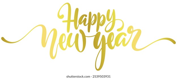 Happy New Year calligraphy hand drawn text vector eps	