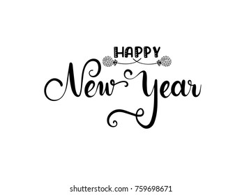 Happy New Year Calligraphy Hand Lettering Vector