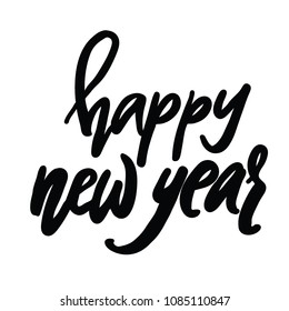 Happy New Year calligraphy, isolated on white background. Great for posters, offer and other projects.