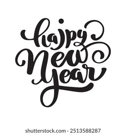 Feliz año Nuevo, tarjeta de letras de caligrafía, caligrafía aislada sobre fondo blanco . IMAGEN PNG