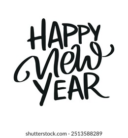 Feliz año Nuevo, tarjeta de letras de caligrafía, caligrafía aislada sobre fondo blanco . IMAGEN PNG