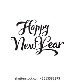 Feliz año Nuevo, tarjeta de letras de caligrafía, caligrafía aislada sobre fondo blanco . IMAGEN PNG