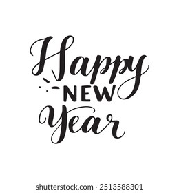 Feliz año Nuevo, tarjeta de letras de caligrafía, caligrafía aislada sobre fondo blanco . IMAGEN PNG