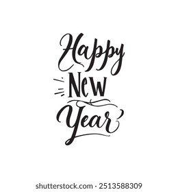 Feliz año Nuevo, tarjeta de letras de caligrafía, caligrafía aislada sobre fondo blanco . IMAGEN PNG